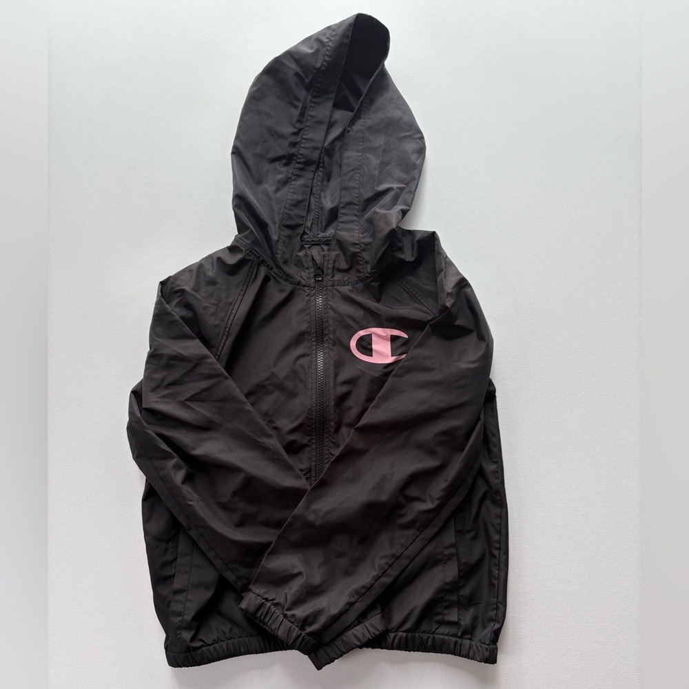 Champion Girl's Black Hooded Full Zip Jacket, size large